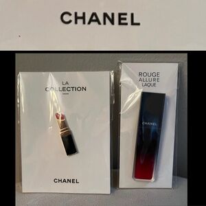 CHANEL Rouge Allure Laque Lipstick Black Red Pins Charms Scarfs Accessory